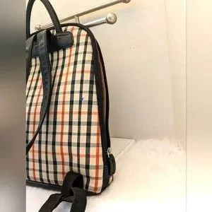 JACK GEORGES?? Backpack Bag Plaid Academia Leather Black Cream, unisex ? Jack Georges Backpack Bag Plaid Academia Leather Black Cream  main image 4